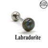 1Piece Titanium Or Steel Barbell Labradorite Tiger Eye White Line Stone Tongue Barbell Ring Body Piercing Tougue Bar Jewelry ► Photo 2/6