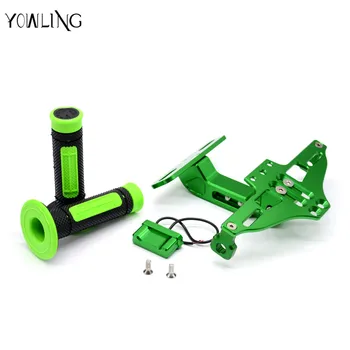 

Motorcycle Rear License Plate Mount Holder Handle bar ends with LED Light for Kawasaki z800 z1000 ninja300 ninja250 er-6n z750