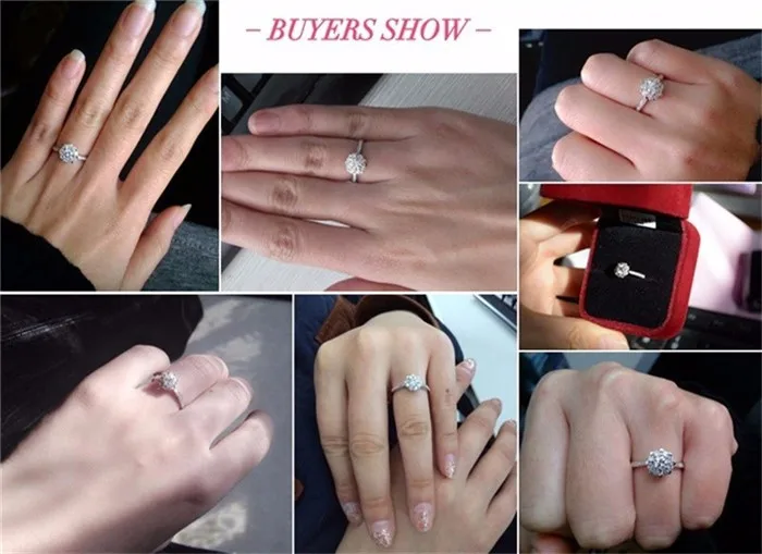 

Flower Love Engagement Wedding Rings AAA cz Jewelry Real 925 Sterling Silver Sona Diamant Ring Women Bridal Jewelry size 4-9