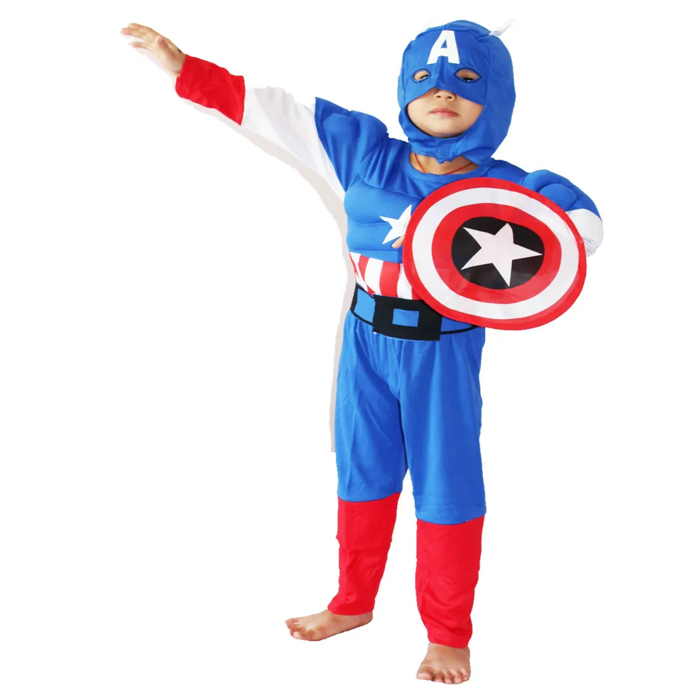 

Captain America Muscle Costume Boy Halloween Party Cosplay Children Role-Playing Custume