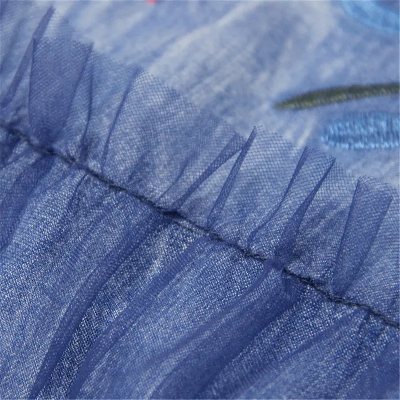 Summer Sexy Mesh Dress 2019 Vintage Women Denim Dresses Tiger Embroidery Chiffon Patchwork Vestido O-neck Dress KE82176 (18)
