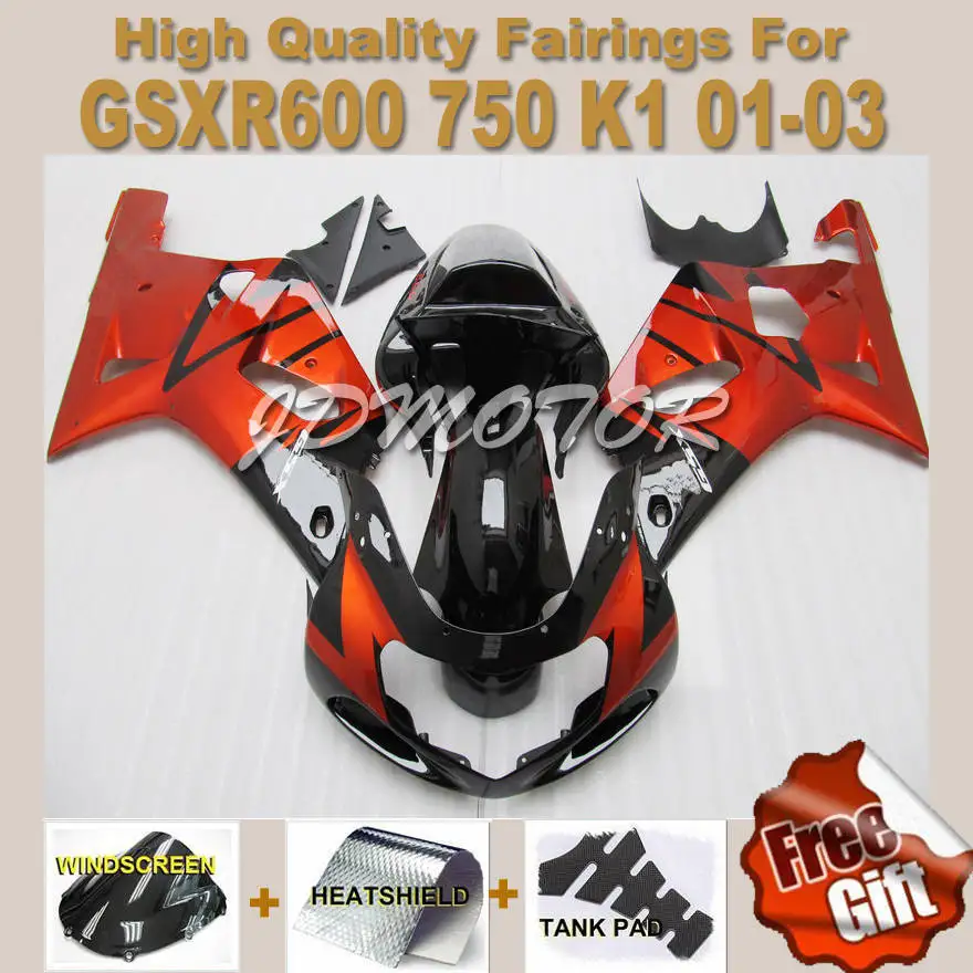  Обтекатель для SUZUKI GSXR600 Fit 100% 2001 2002 2003 GSXR750 01 02 03 GSXR 600 750 обтекатели комплект