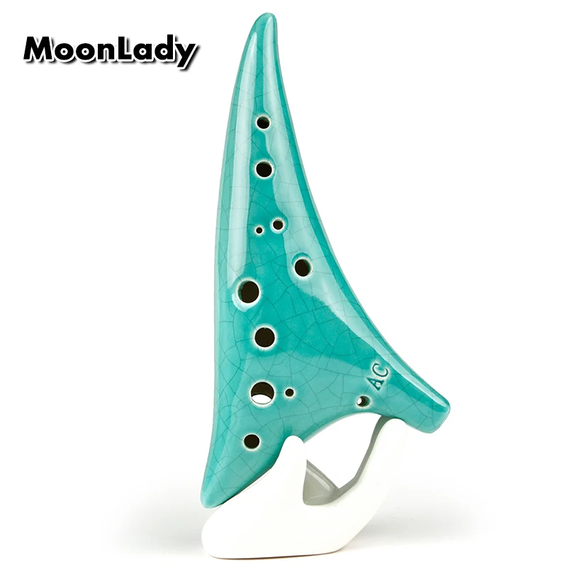 Музыкальные инструменты Ocarina 12 отверстий с острым отверстием зеленый ледяной