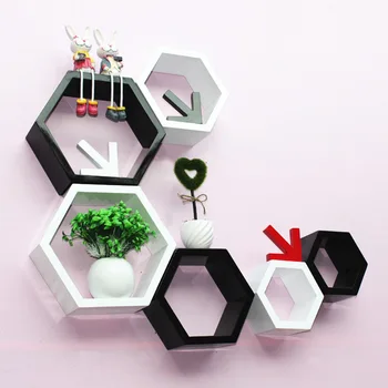 

3Pcs/Set Hexagon Shelf Wall Floating Shelves Wall Hanging Geometric Figure Home Bedroom Decoration Bookshelf Storage Book Kit