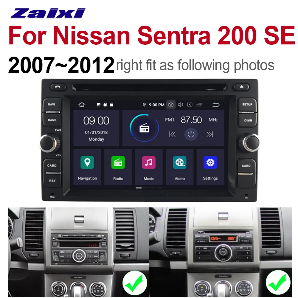 Excellent ZaiXi For Nissan Sentra 200 SE 2007~2012 2 DIN Car Android 9 GPS Naviation Multimedia system Bluetooth Radio Amplifier 5