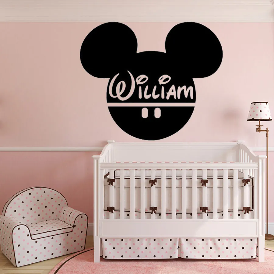 Le Nom De La Personnalite Tete De Mickey Stickers Muraux Vinyle Stickers Muraux Pour Enfants Chambre Bebe Mur De La Maison Murale 67 X 56 Cm Aliexpress