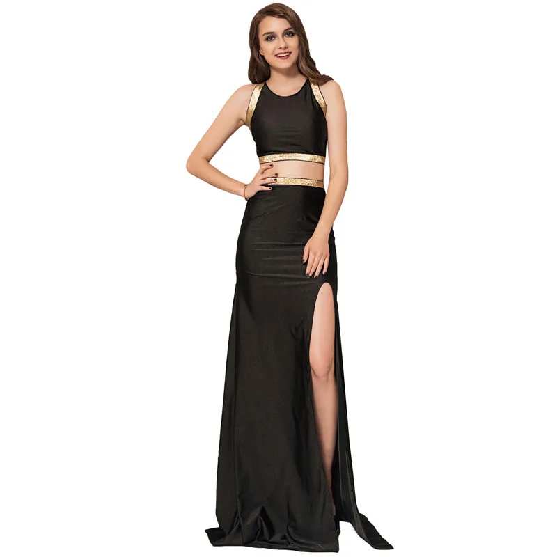 Платье длинное вечернее раздельная с золотыми краями 2 шт. V1010|plus size dress|party dress