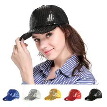 Блестящая бейсбольная кепка «конский хвост» женский рюкзак кепки в стиле хип-хоп женские Блестки Блестящие летние шляпы сетчатая Выходная шляпа Bone F7