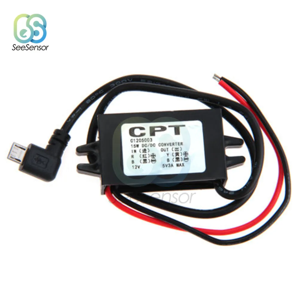 

2Pcs DC-DC Step down Converter Module 12V to 5V 3A Power Supply Buck Converter Board Waterproof Micro USB Power DIY Electronic