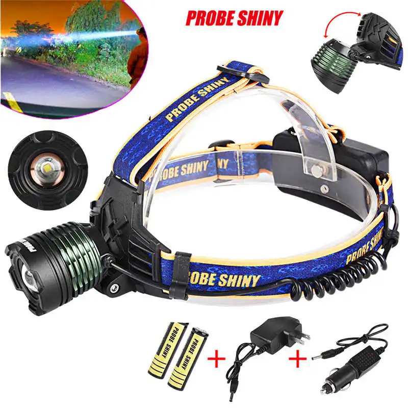 lanterna led t6 Headlight Head Lamp Zoomable + 2x18650 +Charger laser pointer powerful led flashlight rechargeable #4S8 (8)