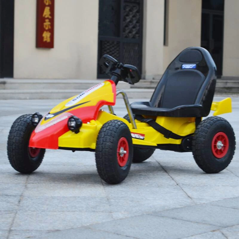Детский Электрический Go Karts Dual-drive Светодиодный лампа Multi-function Музыкальный руль с регулируемым ремнем безопасности для 3-9 лет