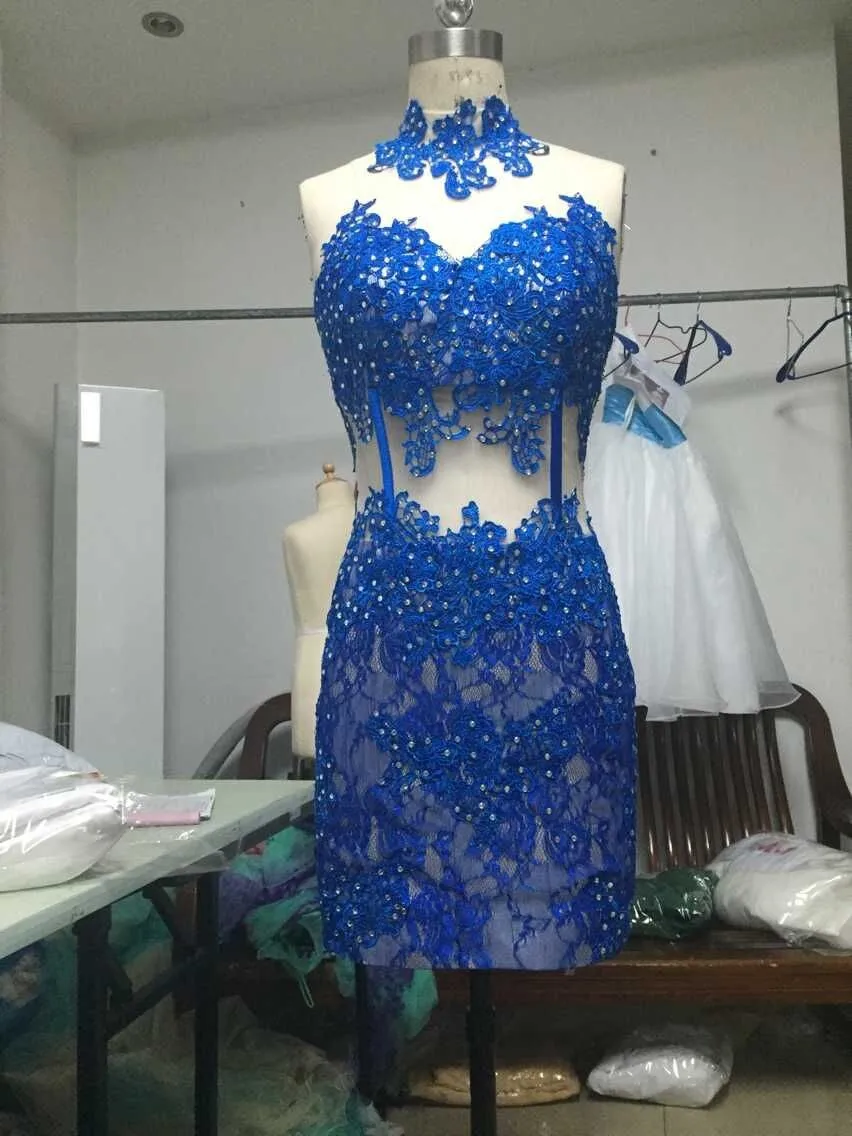 Fotos реалов azul vestido de festa de renda с бисером tomara Квина из мультфильма «Кая короткими изящными кружевными коктейльное платье