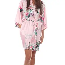 Сексуальный мини-розовый китайский традиционный Женский шелковый халат Новинка кимоно Мужская пижама-кимоно с принтом ночная рубашка S M L XL XXL XXXL RB129