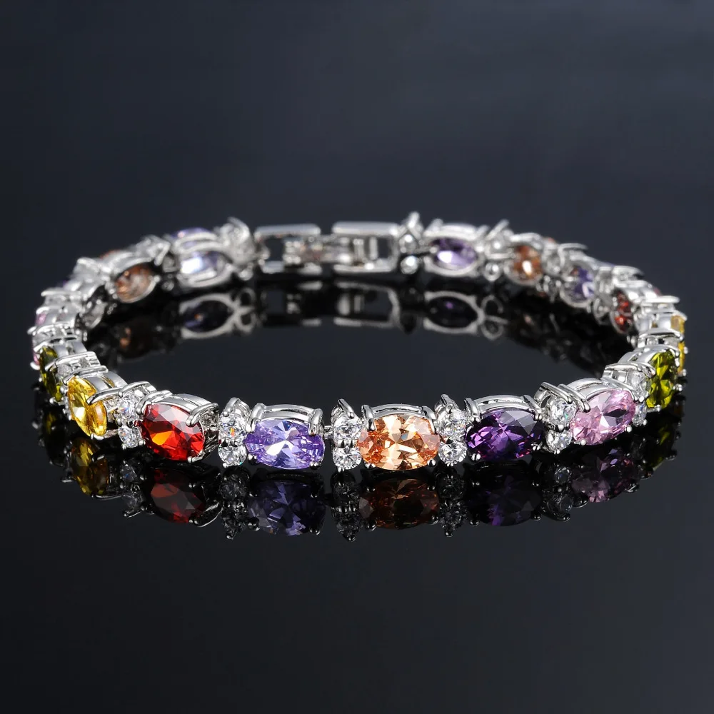 Fate Love Fashion New Arrival Bracelets AAA Cubic Zircon Colour Stones Silver Color Wedding Bracelet Woman Party Jewelry FL419