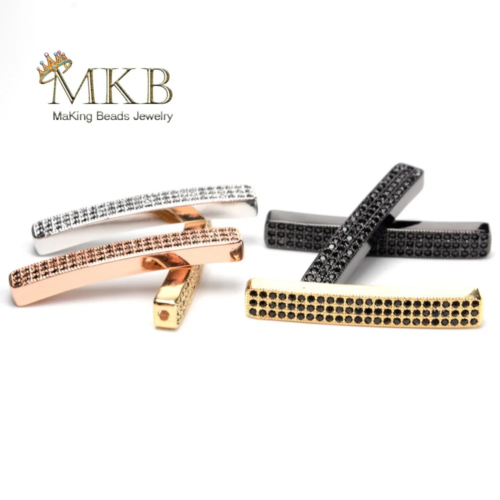 

1pcs 6*35mm Micro Pave Cubic Zirconia Long Tube Beads For Jewelry Making Rose Gold Copper Beads Fit Diy Bracelet Accessories