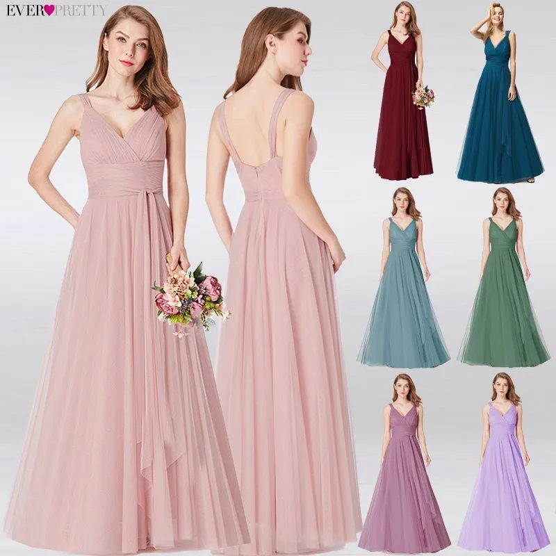 US $34.09 Blush Pink Bridesmaid Dresses Ever Pretty Ep07303 Sweetheart ALine VNeck Sleeveless Wedding Party Dress Elegant For Women