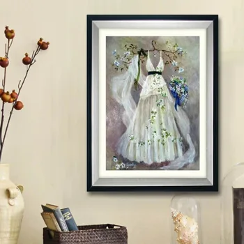 

Blue Diamond Painting Living Room Vertical Decoration Painting Dream wedding dress sticking cross-stitch 3