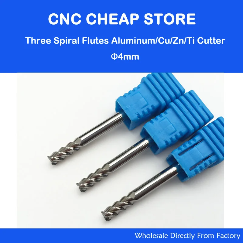 

5pcs Drill CNC 3 Three 3f Flute Spiral Router Endmill Bit cutter milling tool Metal Aluminum Copper HRC55 4*4*10*50mm