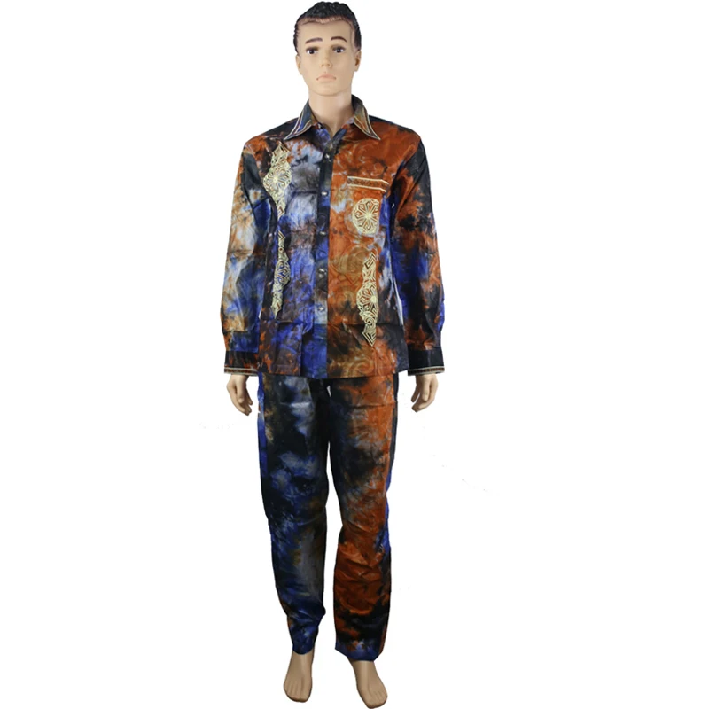 

MD african men clothing african print men's shirts pants two pieces set bazin riche african shirt trousers suits male clothes