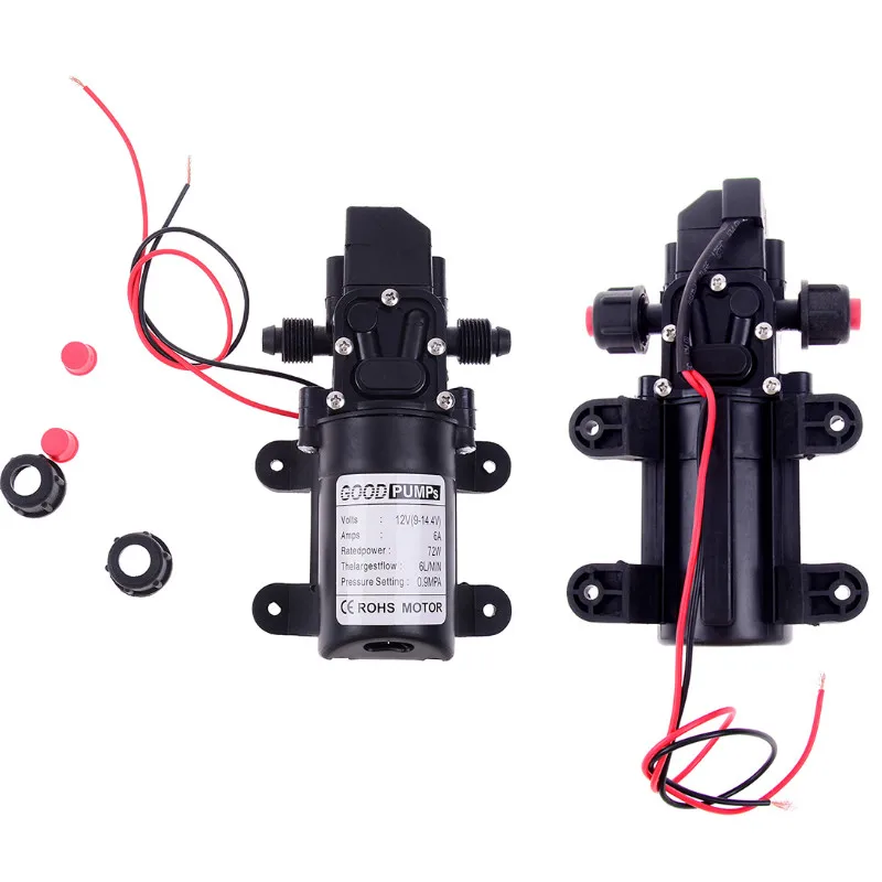 1 шт. DC12V 70 Вт 130PSI двигателем высоким разрешением Давление мембранный Водяной насос