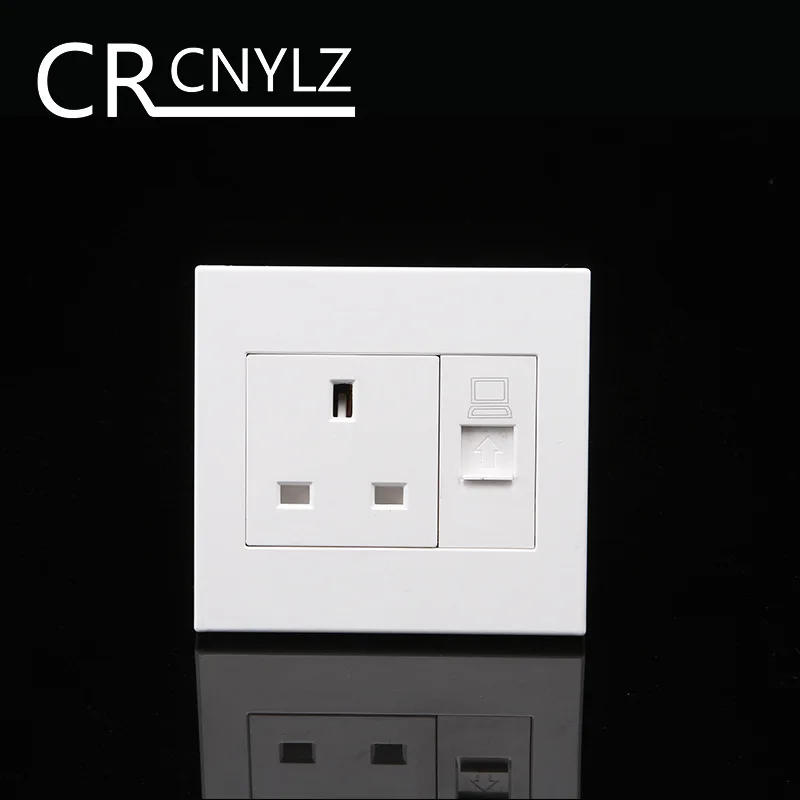 

UK Standard Household wall socket with Internet Socket outlet 250v 13A