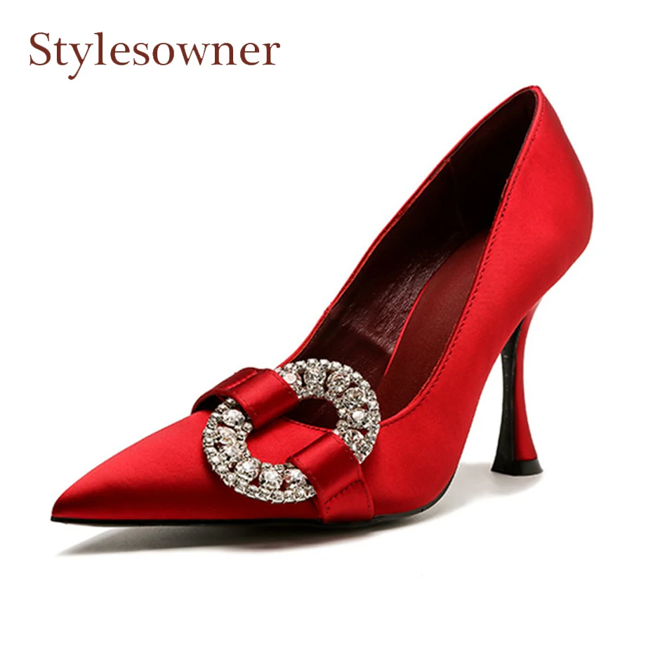 Stylesowner fashion new elegant lady high heel shoes luxury crystal