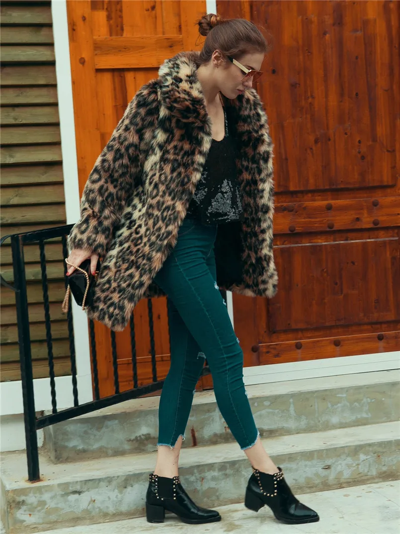 Long Hiver La Donna Plus Épais Leopard down Taille En Et Pelliccia Léopard Automne Turn Fourrure Collar Mode Slim Avec Fausse Manteau HnwOxqnC