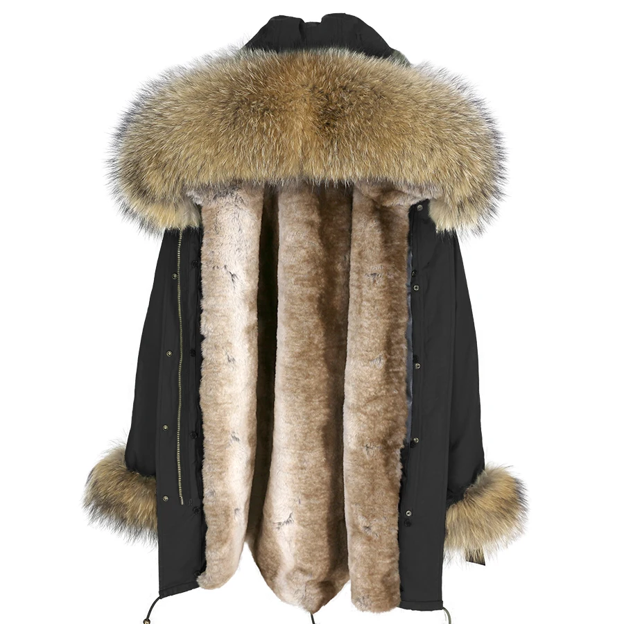 OFTBUY, длинная парка, зимняя куртка, Женское пальто с натуральным мехом, большой воротник из натурального меха енота, капюшон, Толстая теплая подкладка, уличная одежда, бренд Luxuty - Цвет: 21