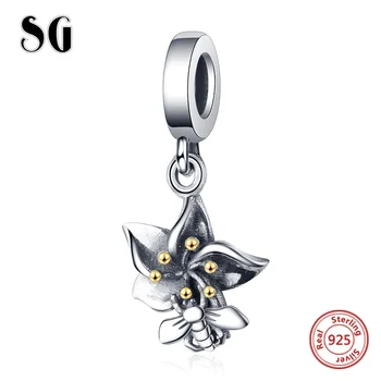

New Arrival Genuine 925 sterling silver Bee Collecting Honey Charms Beads Fit Pandora Bracelet Women DIY Jewelry Accessories