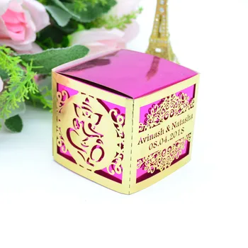

50 pieces Ganesha elephant wedding favors laser cut candy boxes