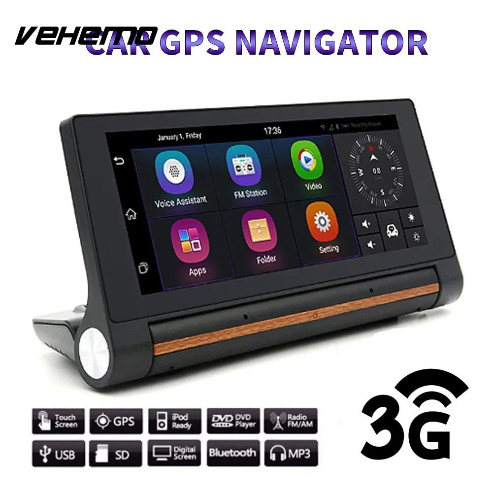 

Vehemo Bluetooth 4.0 DVD Player G-Sensor DVR Camera Video GPS Navigator FM Car GPS WIFI