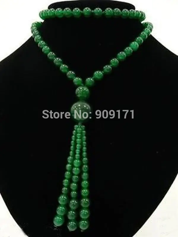 

Free Shipping>>Beautiful green jade bead long Pendant necklace