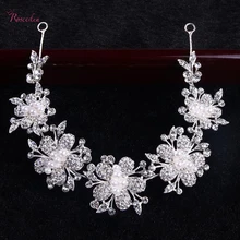 Plata/Chapado En Oro Nupcial floral de Rose accesorios para el cabello rhinestone Queen Pageant Prom Rhinestone Pelo de La Boda Accesorios RE488