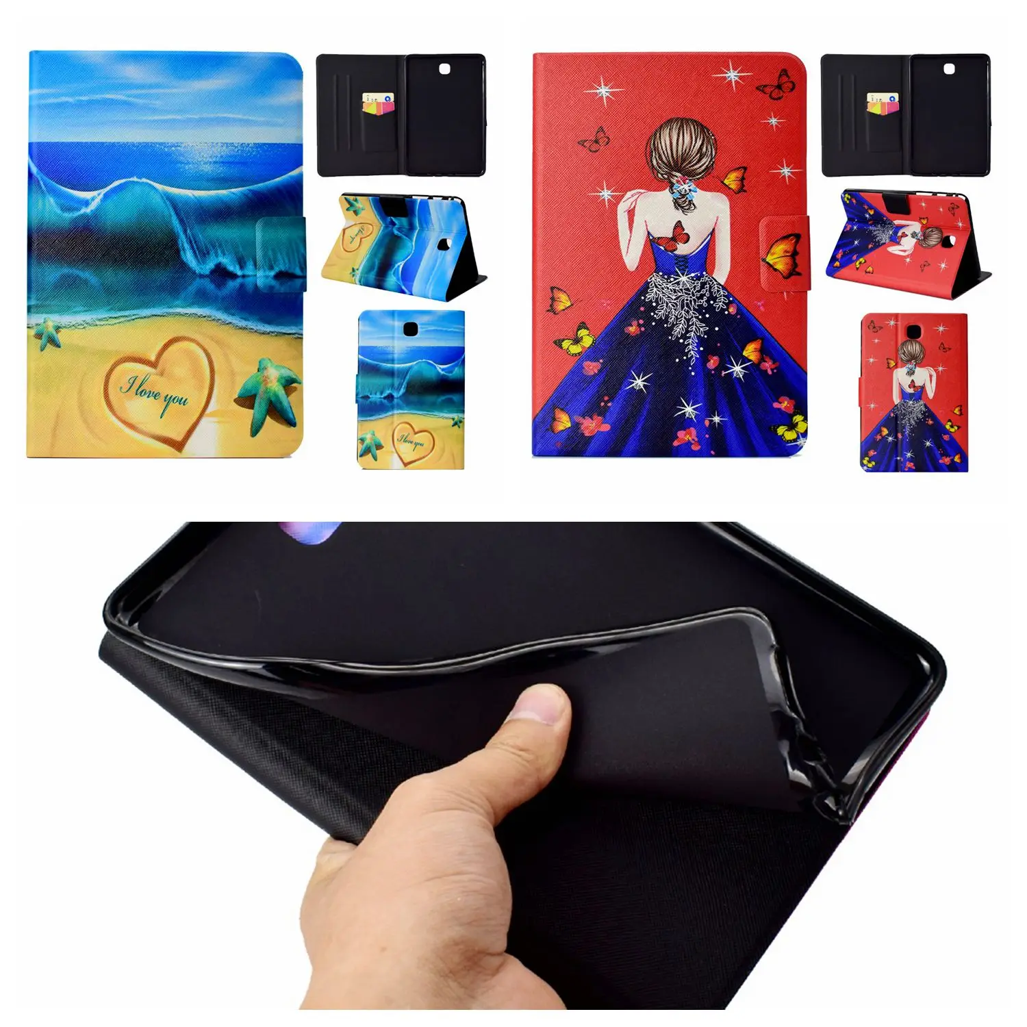 

smart wake up leather case for GALAXY Tab A T350/T355C 8" Tablet Stand Wallet Flip Cover Painted shockproof TPU soft protective
