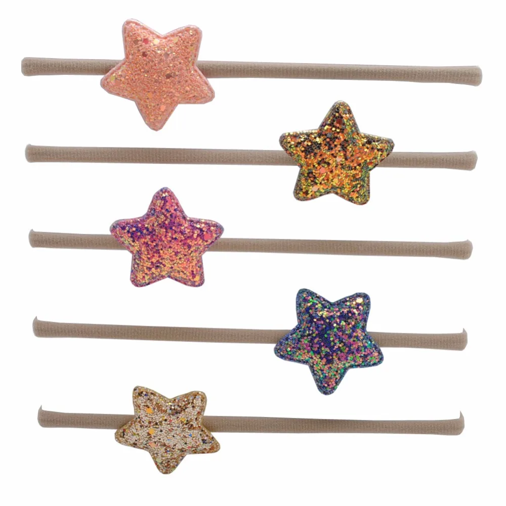 5Pcs/lot Glitter Star Headbands Girls Hair Accessories Girls Hair Bows