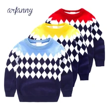 Свитер для маленьких мальчиков от 2 до 7 лет, осенне-зимняя детская одежда свитер с круглым вырезом вязаные свитера ярких цветов для мальчиков