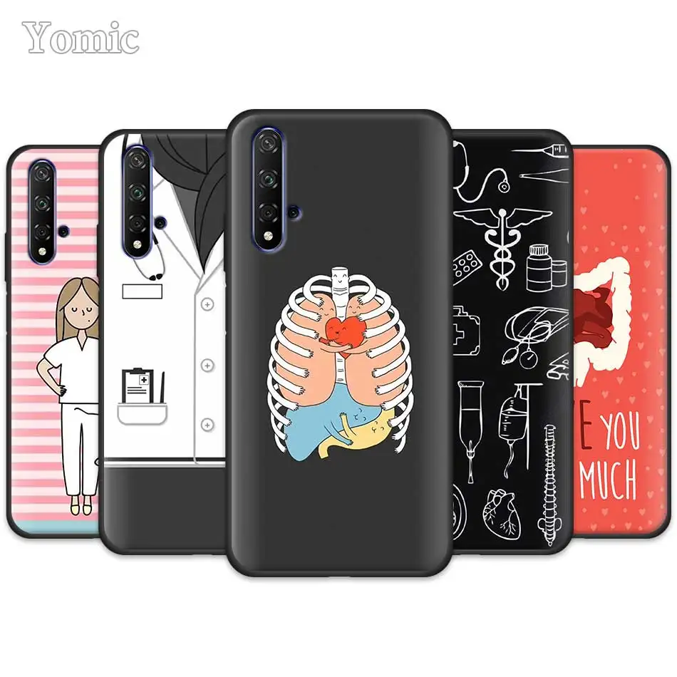 

Phone Case for Huawei Honor 20 Pro 9 10 20 Lite 7A 7C 7S 8A Pro 8X 8C 8S Black Silicone Cases Cover Coque Nurse Medical Medicine