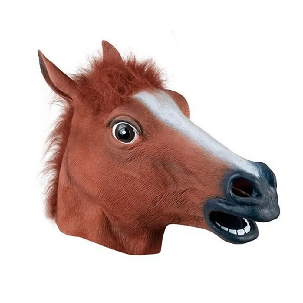 

Realistic Horse Head Mask Full Head Fur Mane Latex Creepy Animal Mask For Halloween Decoration Party Costume Props MDP