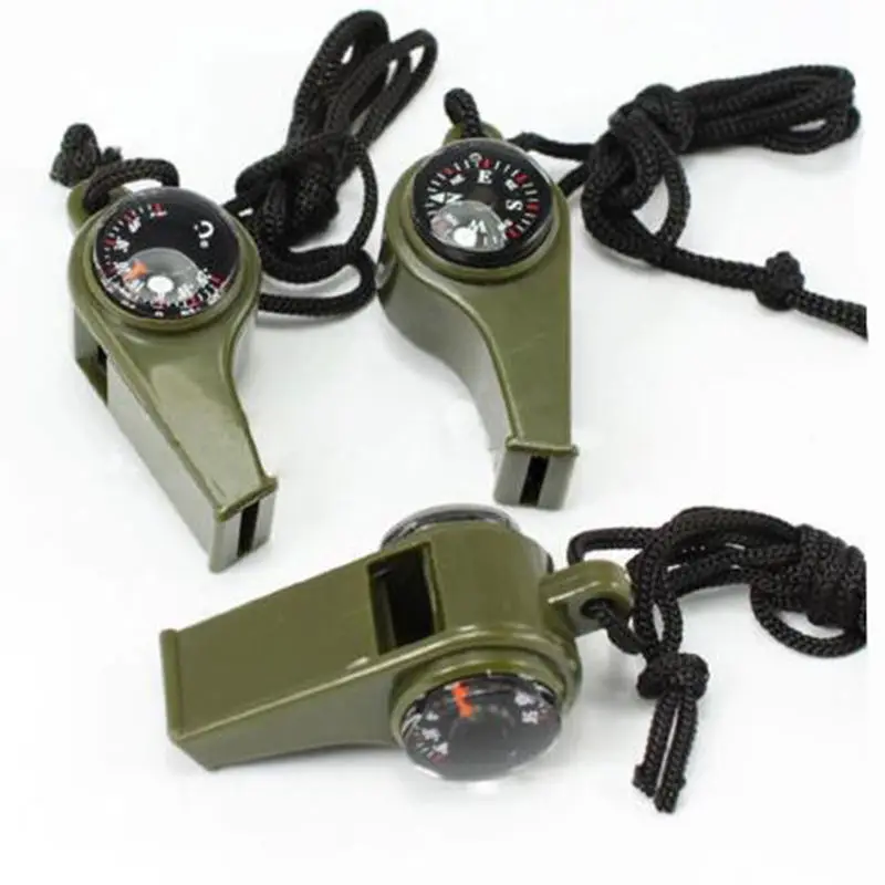 

3in1 Outdoor Emergency Whistle Compass Thermometer Hiking Gear Camping Survival