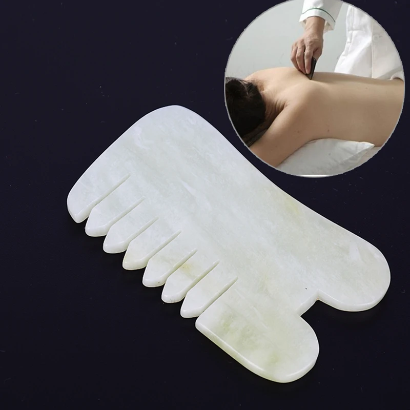 1pc Acupuncture Therapy Trigger Point Treatment For Skin Slimming Beauty Health Head Jade Stone Massager Comb New