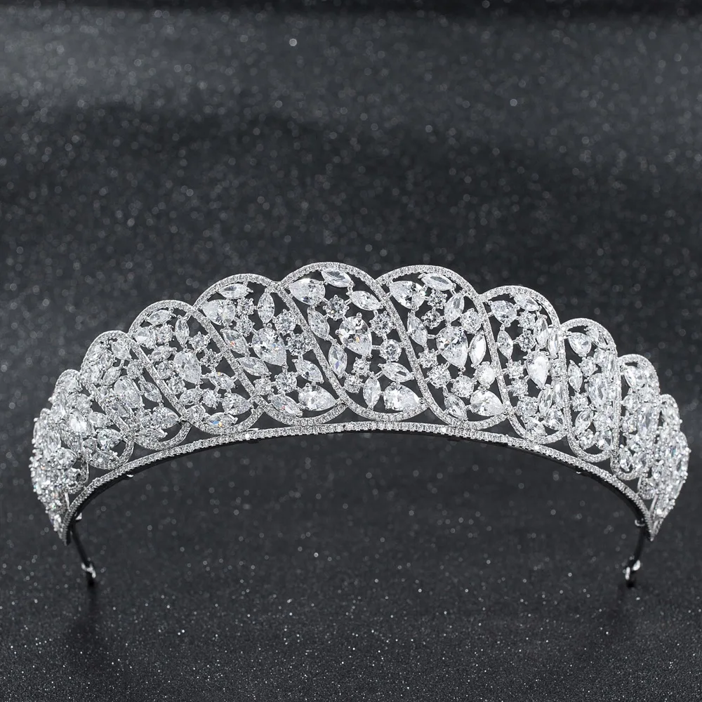 Новые кристаллы CZ Кубического циркония свадебная диадема, корона для выпускного на волосы ювелирные изделия аксессуары CH10251