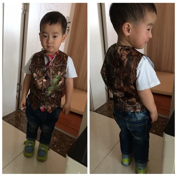 

2017 Real Formal Camo Boy's Formal Wear Camouflage Real Tree Satin Vest Cheap Sale Only Vest For Wedding Kids Boy Formal Wear