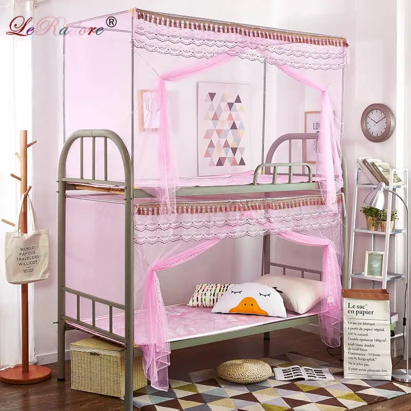 

LeRadore Mosquito Net for Student Dormitory Polyester Lace Bunk Bed Insect Nets for Single Bed Moustiquaires Pour Enfant