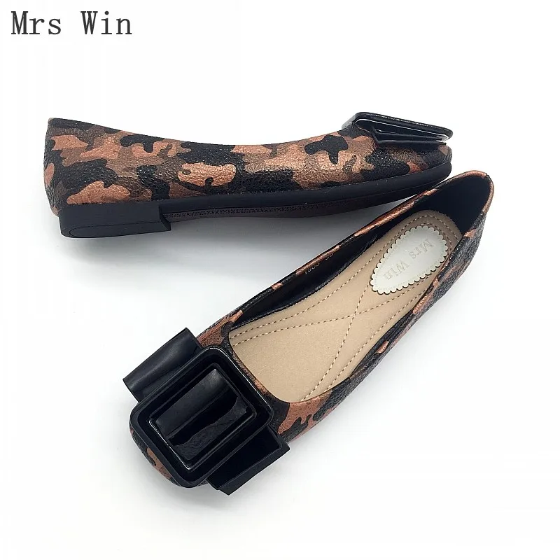 

Women Ballet Flats Shoes Leopard Print PU Square Toe Spring Autumn Woman Single Shoes Ladies Females Work Footwear Zapatos Mujer