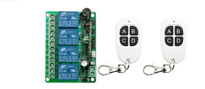 

DC12V 4CH 10A RF Wireless Remote Control Switch System teleswitch 1 transmitter & 2 receiver relay Receiver Smart Home Switch