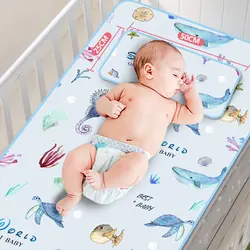 Водонепроницаемый подгузник для новорожденных Летний моющийся ледяной шелк большой детский матрас дышащий мультфильм печати коврик