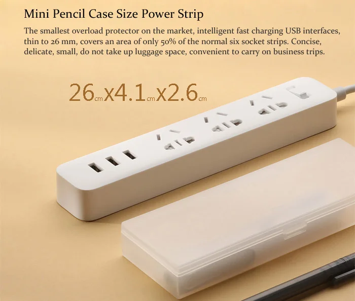 Original XiaoMi 3 USB Charging Ports Mini Power Strip with 3 Sockets Standard Plug