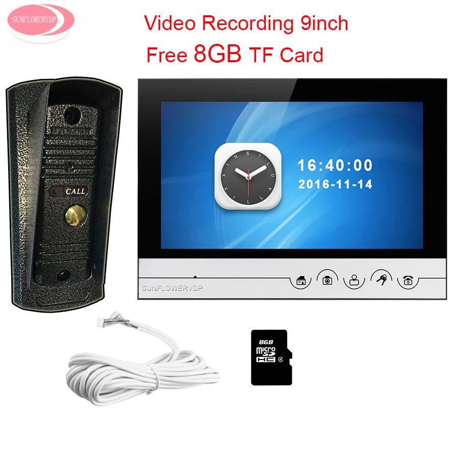 

Home Security Apartment 9 " Monitor Video Door Phone Night Vision Metal Waterproof Camera Video Intercom System Door Monitor Kit