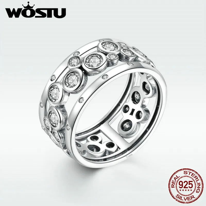 

Genuine 100% 925 Sterling Silver Fashion Reminiscen Rings With Clear CZ For Women Men Luxury Original S925 Jewelry Gift