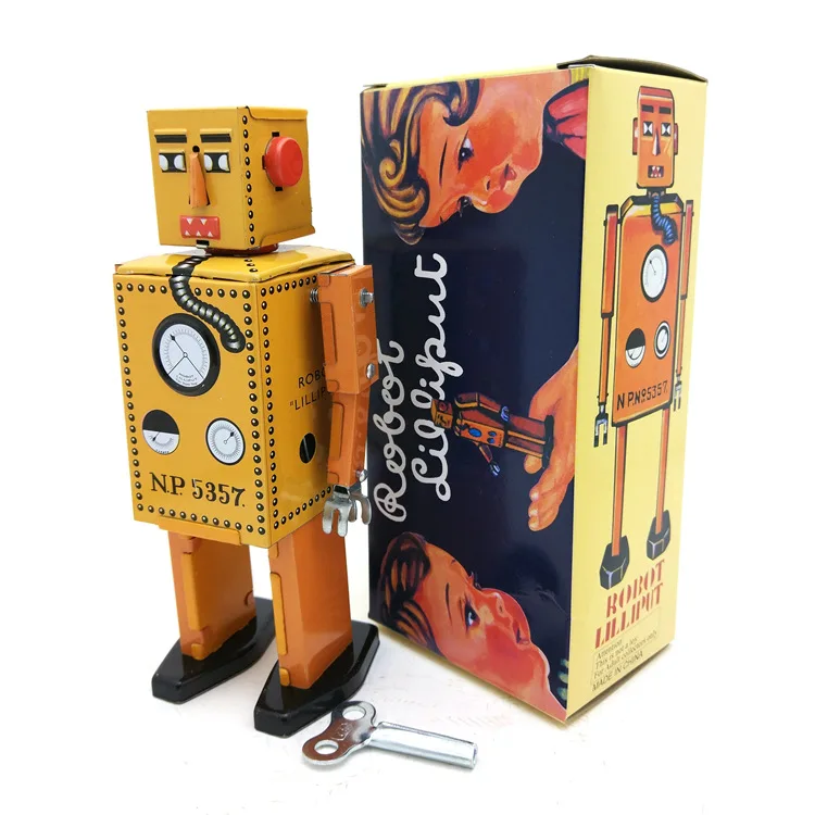 

Vintage Children Toys Tin Robots Wind up Toys Home Collection Retro Craft MS397 Lilliput Tintoy